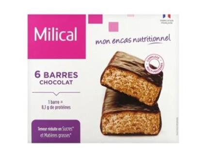 6 Barras Emagrecedoras Hiperproteicas Sabor: Chocolate MILICAL