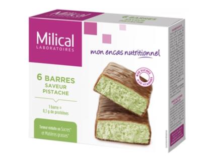 6 Barras Emagrecedoras Hiperproteicas Sabor: Pistache MILICAL