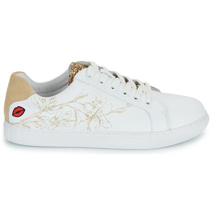 Bons baisers de Paname  Sapatilhas SIMONE GOLD FLOWERS  Branco Disponível em tamanho para senhora. 36,37,38,39,40,41.Mulher > Sapatos > Tenis