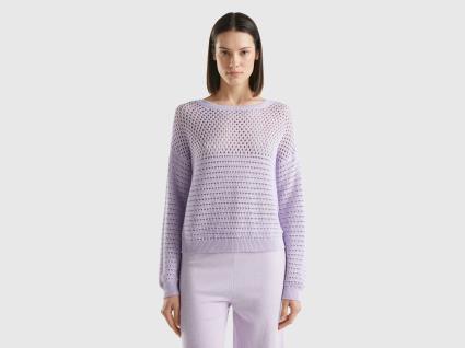 Benetton, Camisola Com Perfurações Boxy Fit, size S, Lilás, Mulher