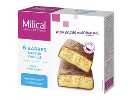 6 Barras Emagrecedoras Hiperproteicas Sabor: Baunilha MILICAL