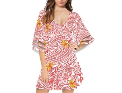 Vestido FYY Havaianocom Meia Poliéster Multicor (4XL)