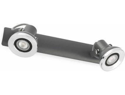 Candeeiro de Teto  Ring (Cinzento Escuro - GU10 - 2 x 8 W - Metal)