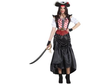 Fato de Mulher  Pirata Deluxe Saia Preta (Tam: M/L)