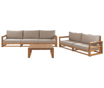 Beliani conjunto lounge madeira de acácia com certificado fsc® timor