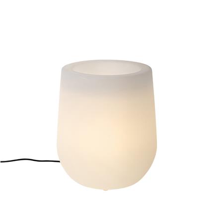 Candeeiro de pé para exterior vaso branco com LED IP44 - Flowerpot