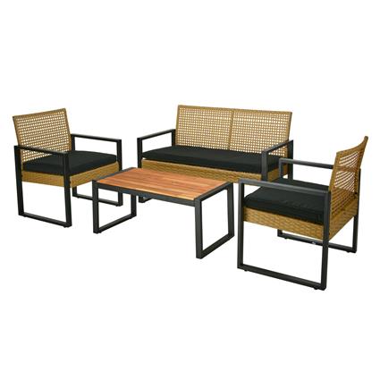 Set de Jardim 4 Peças Poli Rattan