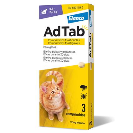 AdTab AdTab Antiparasitário Mastigável 12 mg para Gatos (0,5-2KG) 3x