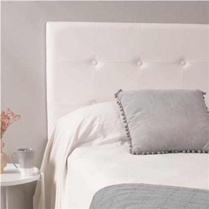 Presentes Miguel - Cabeceira Buttons Couro sintético para camas de 105 y 90 cm - Branco