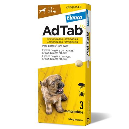 Comprimidos Mastigáveis Pulgas Cães 56 mg AdTab
