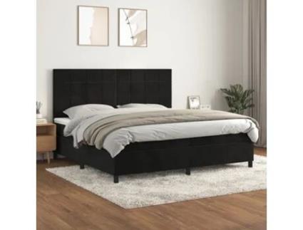 Cama com Molas/Colchão 200X200 Cm Veludo Preto