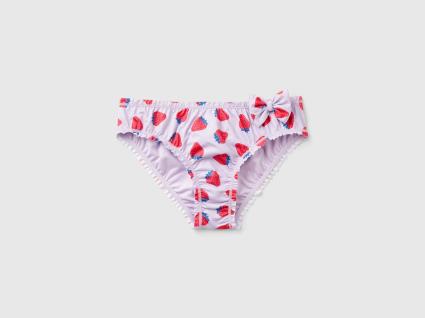Benetton, Slip De Praia Lilás Com Padrão Morangos, size 18-24, Lilás, Crianças