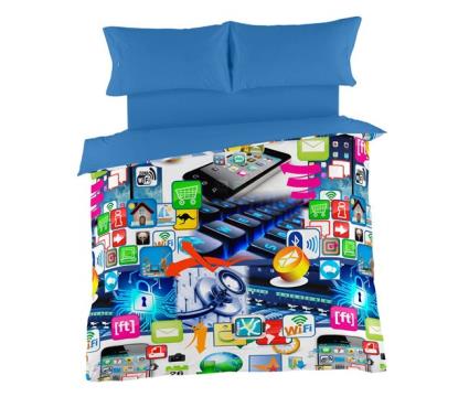 Capa nórdica Alexandra House Living Net Multicolor 200 x 200 cm Impressão digital