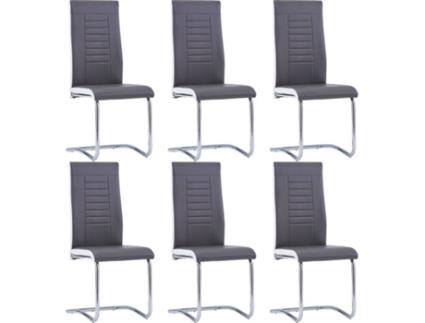 Conjunto 6 Cadeiras de Refeição  278825 Couro Artificial Cinzento