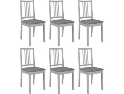 6 Cadeiras jantar  almofadas madeira maciça cinzento
