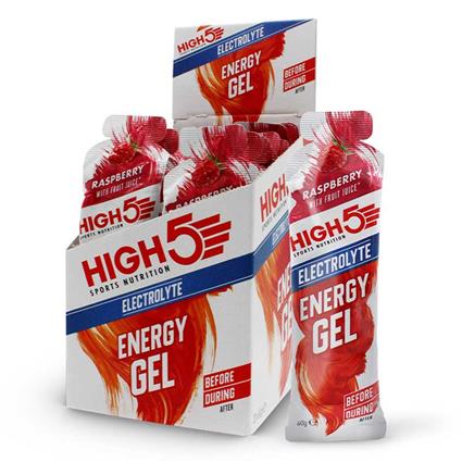 High5 Electrolyte Energy Gels Box 60g 20 Units Raspberry Transparente