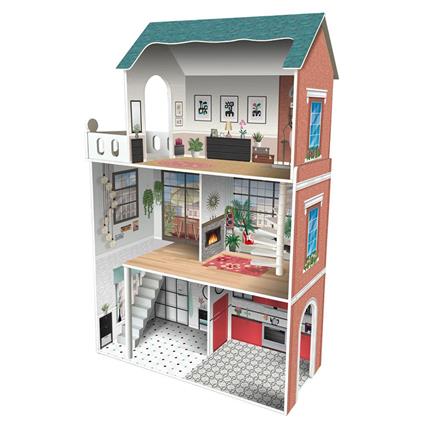 Deqube Soho 3-story Wooden Dollhouse Transparente
