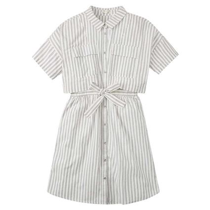 Tom Tailor 1030822 Relaxed Striped Shirt Short Sleeve Dress Beige 128 cm Menina