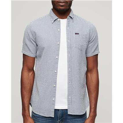 Superdry Seersucker Short Sleeve Shirt Cinzento XL Homem