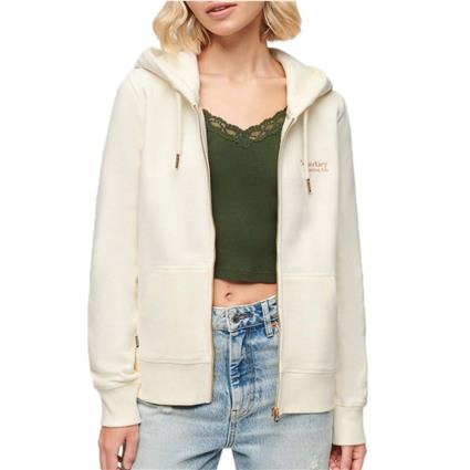 Superdry Essential Logo Full Zip Sweatshirt Beige L Mulher