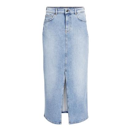 Object Ellen Long Denim Skirt Azul S Mulher