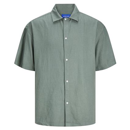 Jack & Jones Faro Linen Oversized Short Sleeve Shirt Verde L Homem