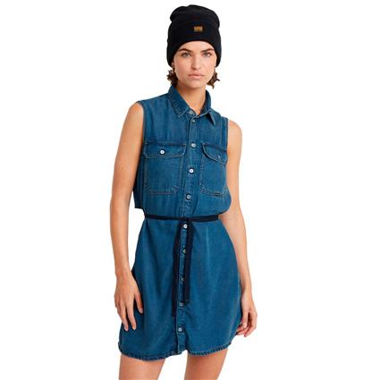 G-star D24872-d548 Sleeveless Dress Azul M Mulher
