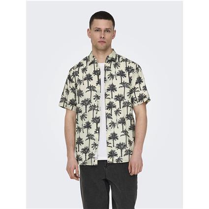 Only & Sons Bronx Reg Short Sleeve Shirt Beige XS Homem