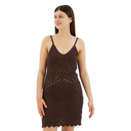 Superdry Crochet Cami Sleeveless Short Dress Castanho S Mulher