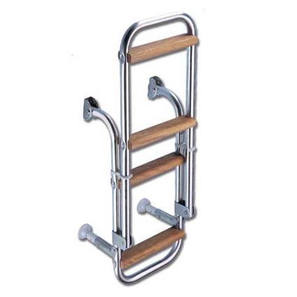 Trem 3 Wood Steps Stainless Steel Ladder Prateado 28.5 x 57-81 cm