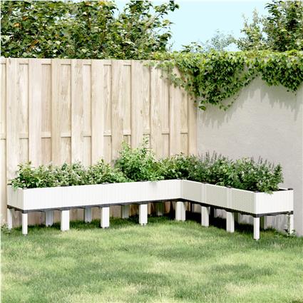 vidaXL Vaso/floreira de jardim c/ pernas 200x160x42 cm PP branco