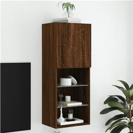 vidaXL Móvel de TV com luzes LED 40,5x30x102 cm carvalho castanho