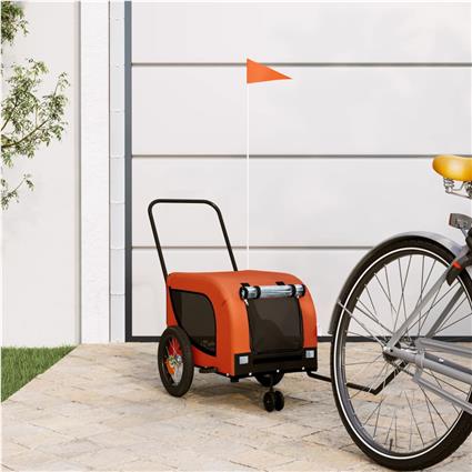 vidaXL Reboque bicicleta p/ animais tecido oxford/ferro laranja/preto
