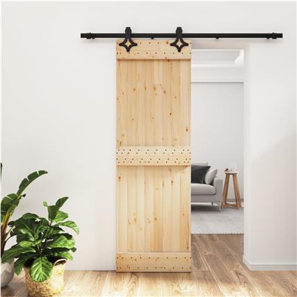 vidaXL Porta de correr com ferragens 70x210 cm madeira de pinho maciça