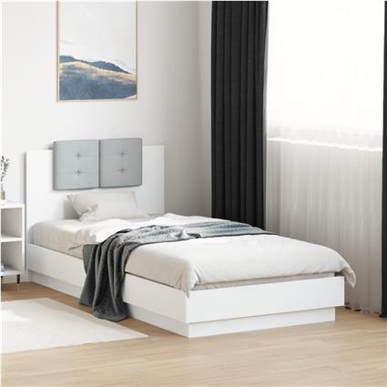 vidaXL Estrutura de cama c/ cabeceira 90x190 cm deriv. madeira branco