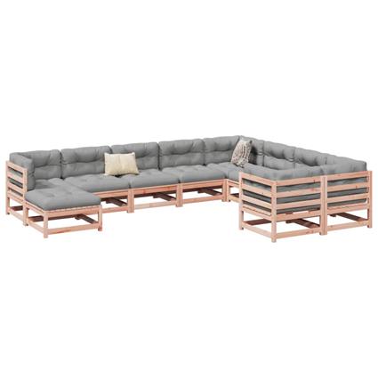 vidaXL 10pcs conj. sofás jardim c/ almofadões madeira abeto-de-douglas
