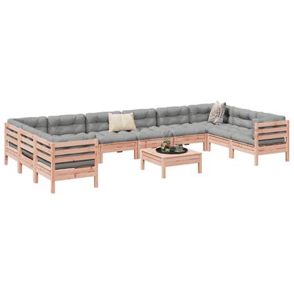 vidaXL 11pcs conj. sofás jardim c/ almofadões madeira abeto-de-douglas