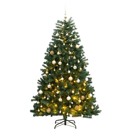vidaXL Árvore Natal artificial articulada c/ 300 luzes LED+bolas 240cm