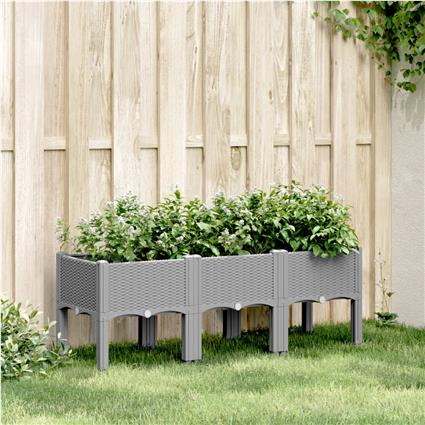 vidaXL Vaso/floreira de jardim c/ pernas 120x40x42cm PP cinzento-claro