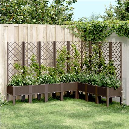 vidaXL Vaso/floreira de jardim c/ treliça 200x160x142 cm PP castanho