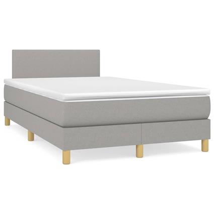 vidaXL Cama boxspring com colchão 120x190 cm tecido cinzento-claro