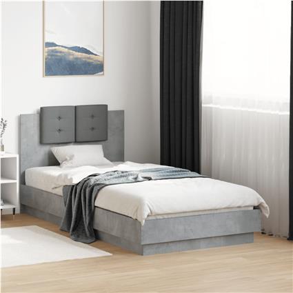 vidaXL Estrutura de cama c/ cabeceira deriv. madeira cinzento cimento