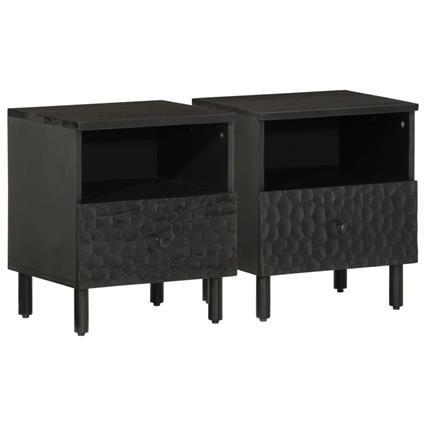 vidaXL Mesas de cabeceira 2 pcs 40x33x46 cm mangueira maciça preto
