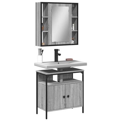 vidaXL 2 pcs conjunto móveis WC derivados de madeira sonoma cinza