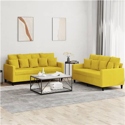 vidaXL 2 pcs conjunto de sofás com almofadões veludo amarelo