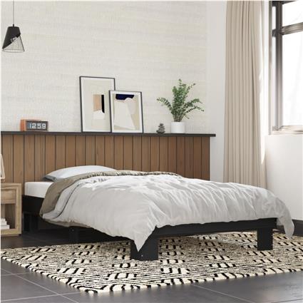 vidaXL Estrutura de cama 75x190 cm derivados de madeira e metal preto