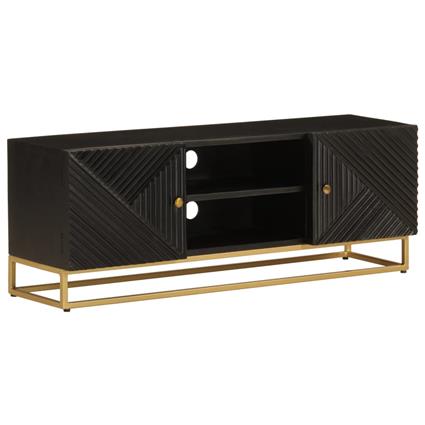 vidaXL Móvel de TV 110x30x40 cm mangueira maciça e ferro preto