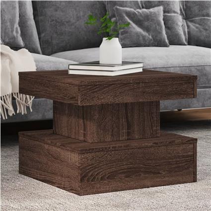 vidaXL Mesa de centro com luzes LED 50x50x40 cm carvalho castanho