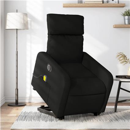vidaXL Poltrona elétrica elevatória massagens tecido preto