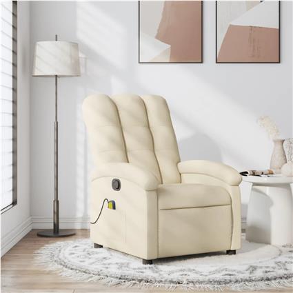 vidaXL Poltrona de massagens reclinável tecido cor creme